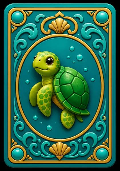 A card back with a turtle on it.