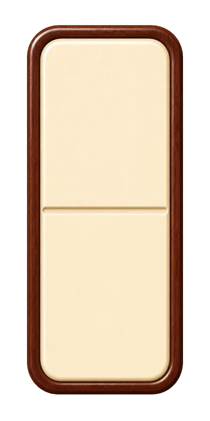 A wooden domino set.