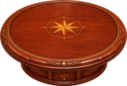 A polished mahogany table skin.