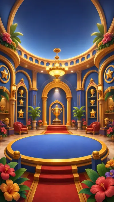 A gold champions hall room theme.